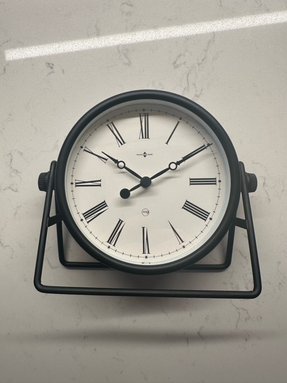 Classic Black Table Clock with White Dial